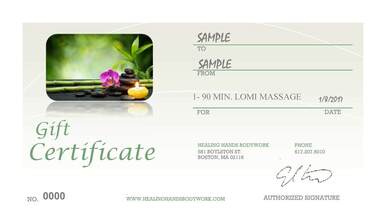 Massage Gift Certificate Boston